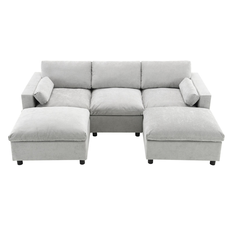 [VIDEO]86.5'' Chenille Modular Sectional Sofa With Storage Pockets, Medium Gray Chenille