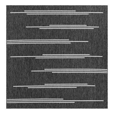 Tapis intérieur / extérieur en polypropylène géométrique tissé à la machine en noir / blanc