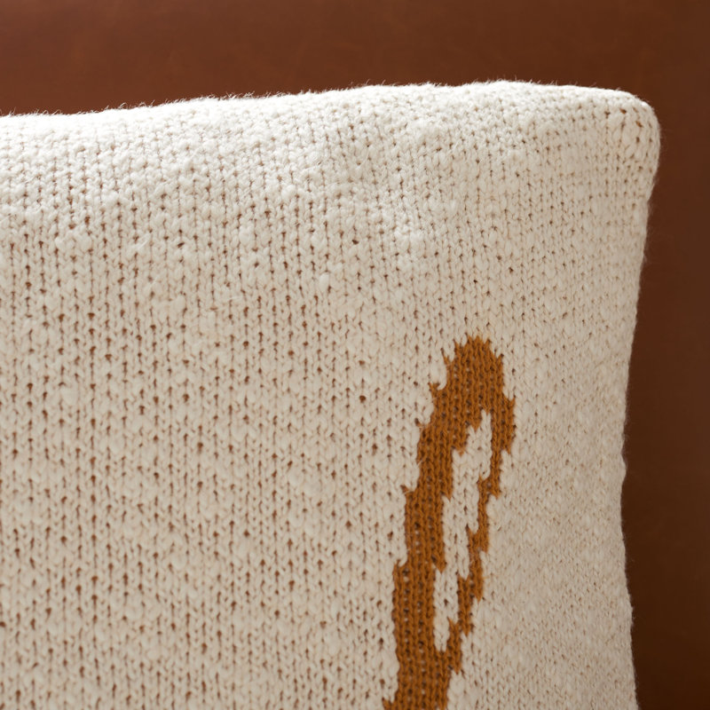Thankful Beige and Mustard Cotton Throw Pillow