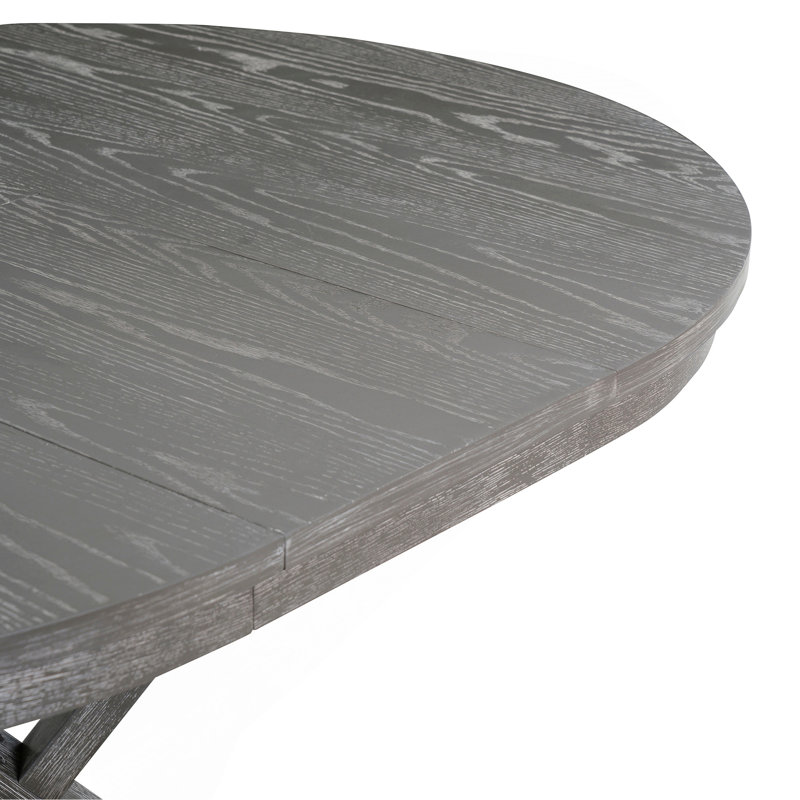 Ensemble de table de salle à manger 5 pièces avec table à rallonge et 4 chaises rembourrées, Gris, Gris/beige