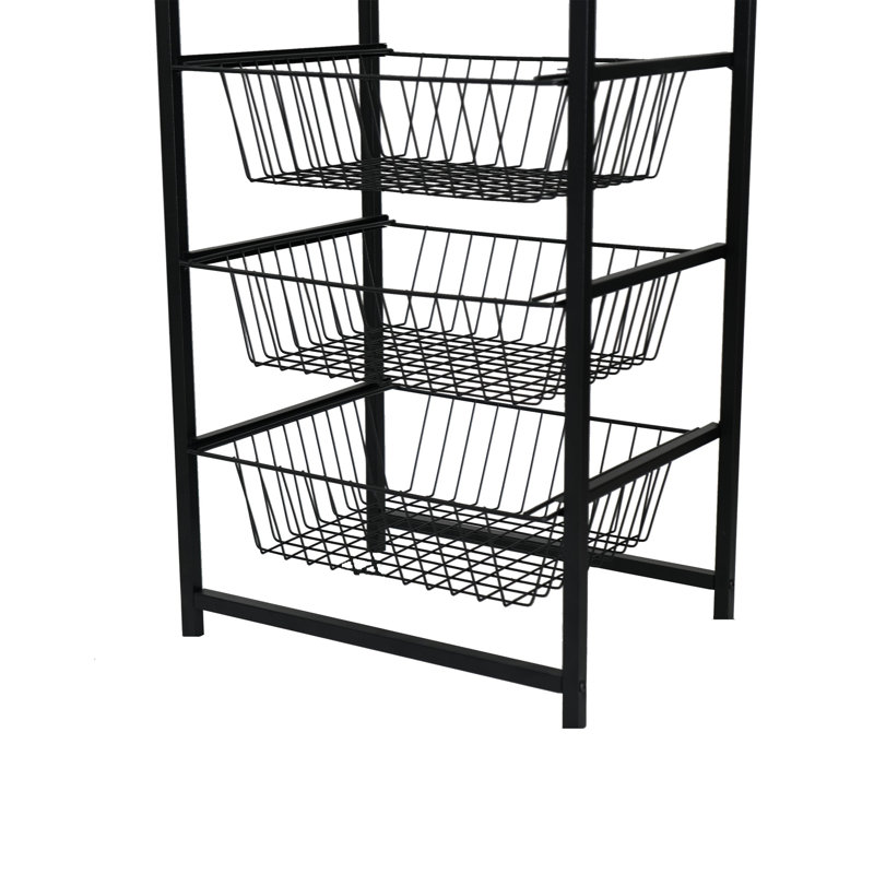 Étagère de rangement moderne à 4 niveaux avec tiroirs en angle