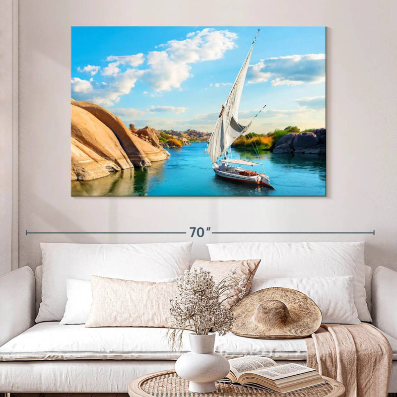 Meil River Nile Boat, H 34 po x l 51 po
