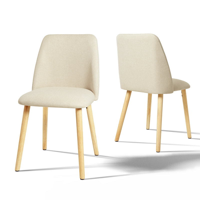 48cm H Linen Upholstered Upholstered Back Side Chair, White Fine Linen