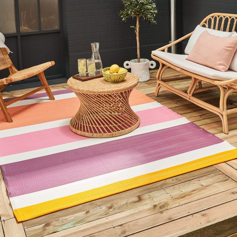 Rainbow Collection Outdoor Rug Modern Design in Pink, Rectangle 180 x 270cm