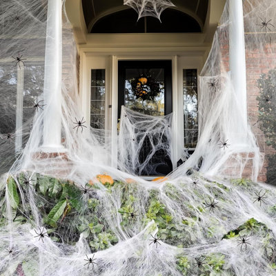 200 sqft Spider Webs Halloween Decorations with 10 Fake Spiders
