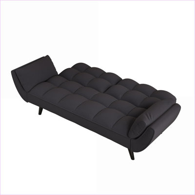 Sofas Couches, 74 Inch Modern 2-Seater Convertible Sofa for Apartment Bedroom Small Space | Black | Polyester Blend