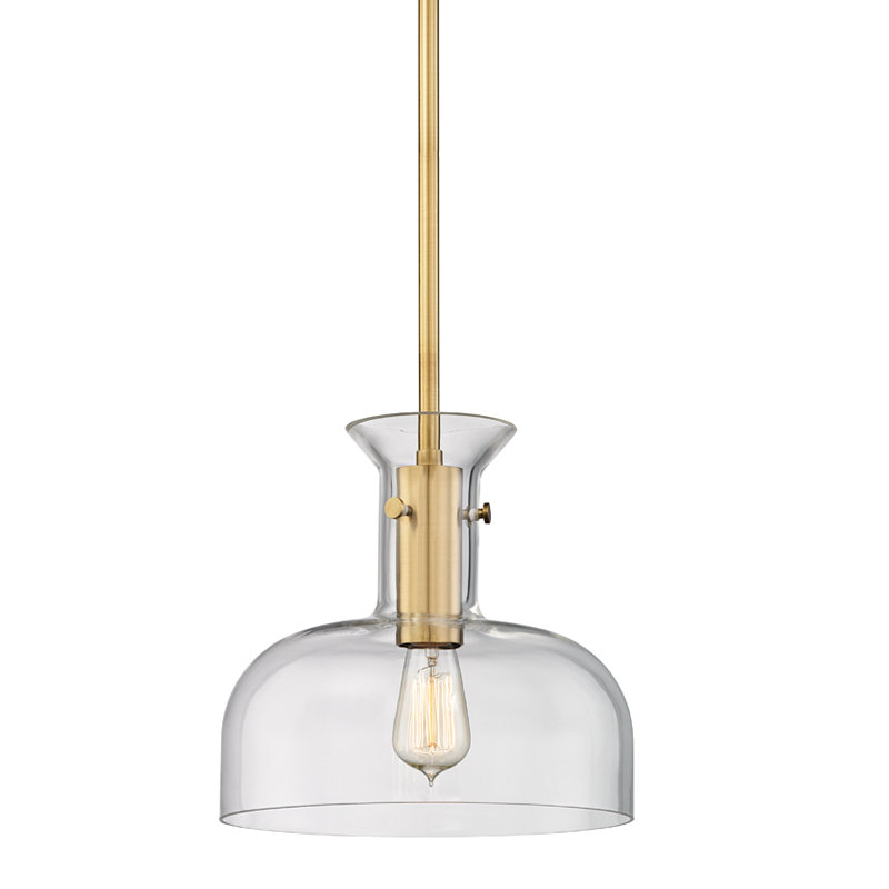 Coffey 1 - Light Pendant, 11.5" H X 12" W X 12" D, Aged Brass