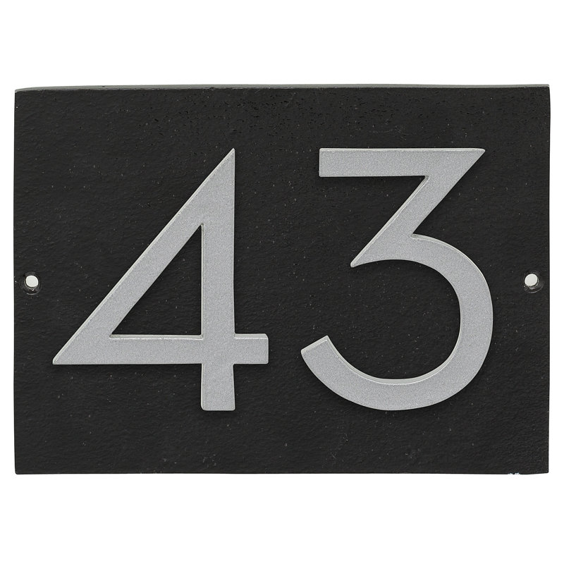 Plaque d’adresse murale sur 1 ligne flottante, Noir, Argent, Oui