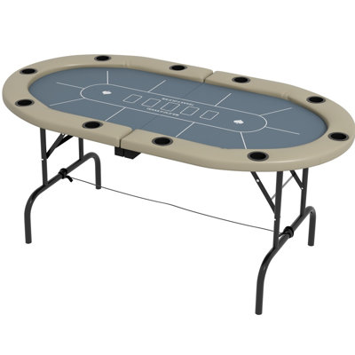 Table de poker 70 "ovale avec 10 joueurs et porte-gobelets