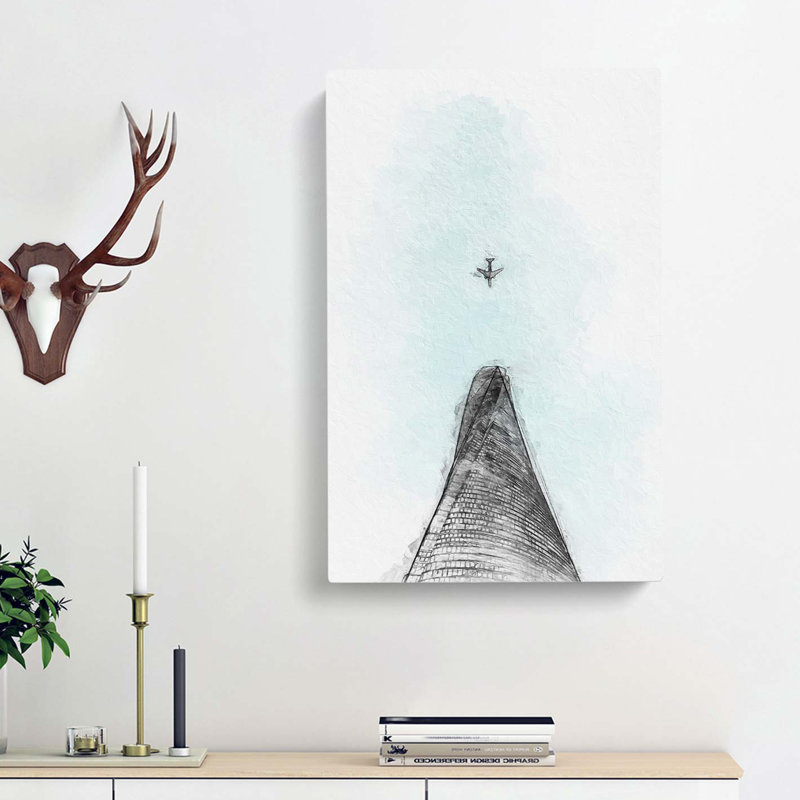 Airplane Above the World in Abstract - Wrapped Canvas, 60cm H x 40cm W x 3cm D