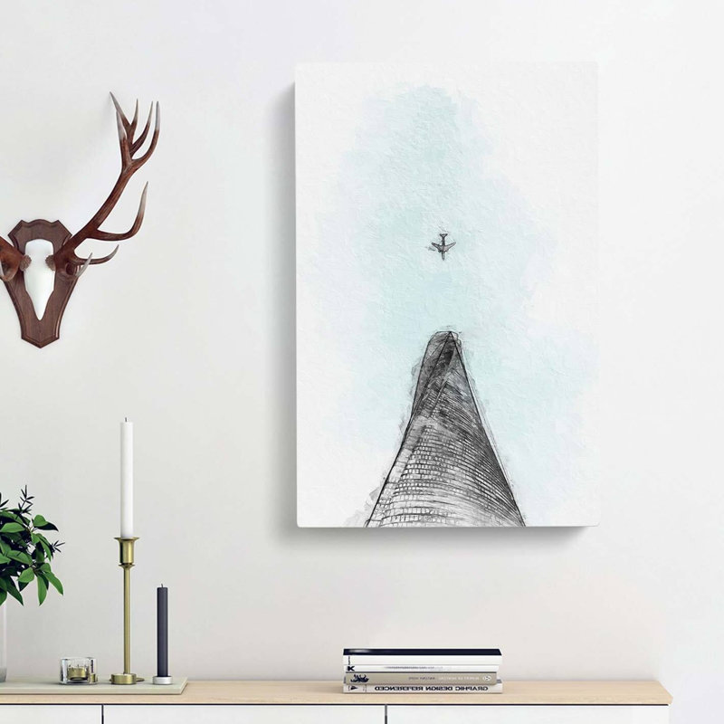 Airplane Above the World in Abstract - Wrapped Canvas, 76cm H x 50cm W x 3cm D