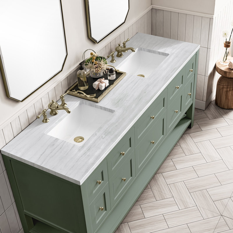Breckenridge 72'' W Double Vanity, Charcoal Soapstone, Smokey Celadon, 8" Widespread