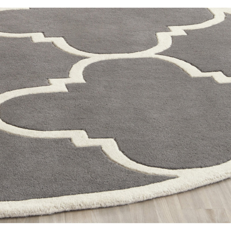 Carolene Hand Tufted Wool Geometric Rug, Round 4'