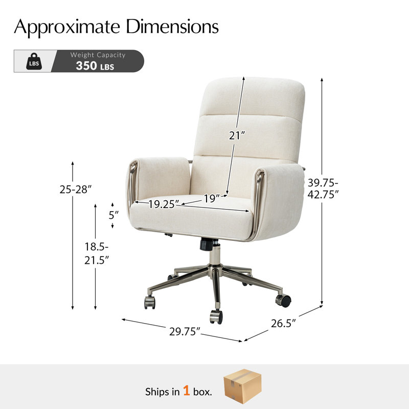 Chaise de bureau Modern Faulkner, Ivoire ivoire