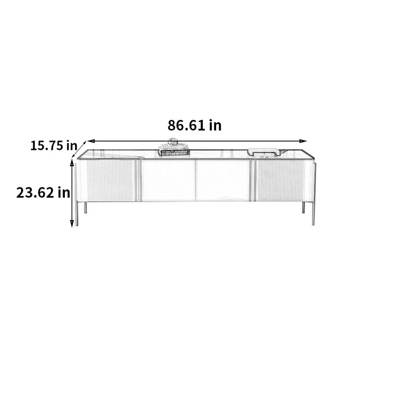 Meuble télé Light Luxury, H 23,62 po x L 86,61 po x l 15,75 po