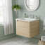 Meuble-lavabo mural avec lavabo en céramique blanche et une porte à fermeture en douceur-959207417