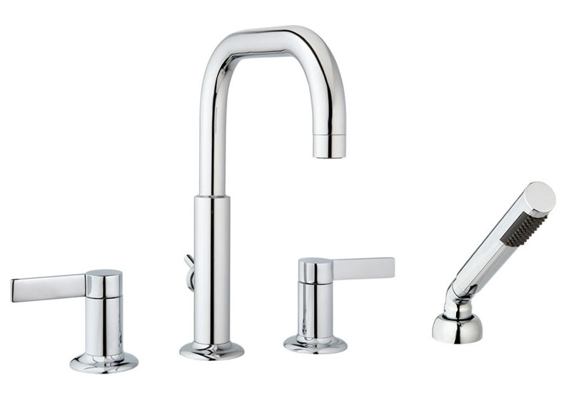 Tub Filler with Diverter, Polished Chrome, With Handheld Shower