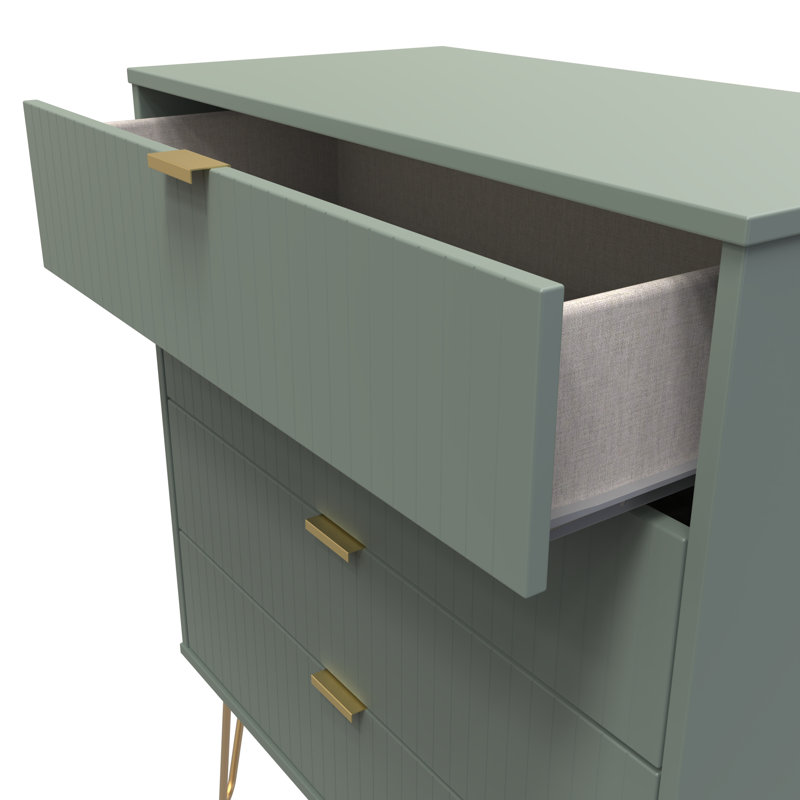 Fully Assembled Alojz 4 - Drawer Chest of Drawers, Reed Green