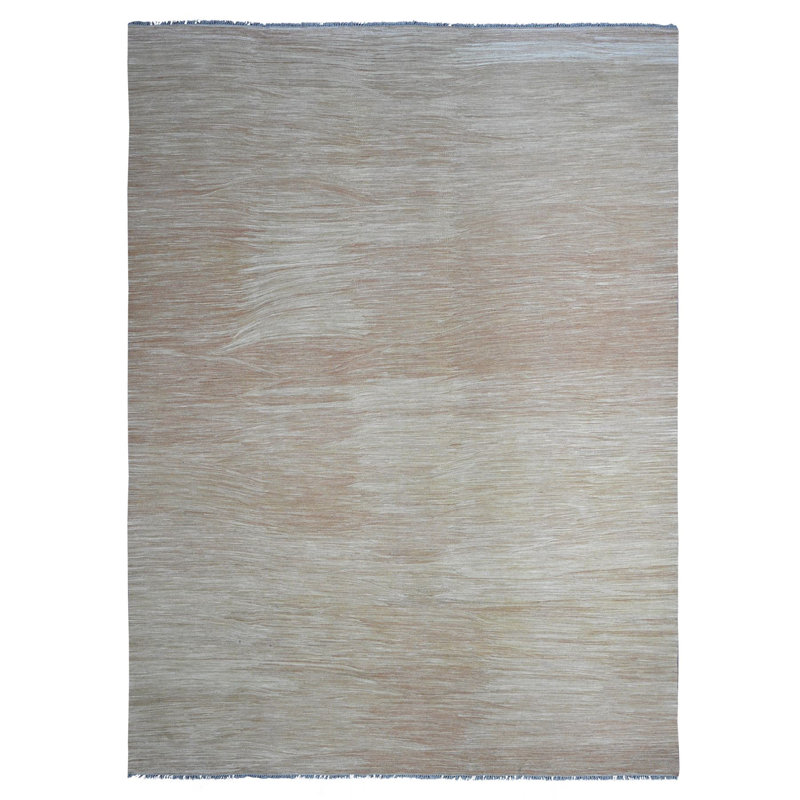 9'1"x12'2" Tumbleweed Brown, Flat Weave, Solid Design, Hand Woven, Afghan Kilim, Hand Spun Wool, Vegetable Dyes, Oriental Rug