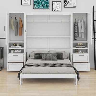 Murphy Bed Wall Bed With Closet ,Drawers And Shelves