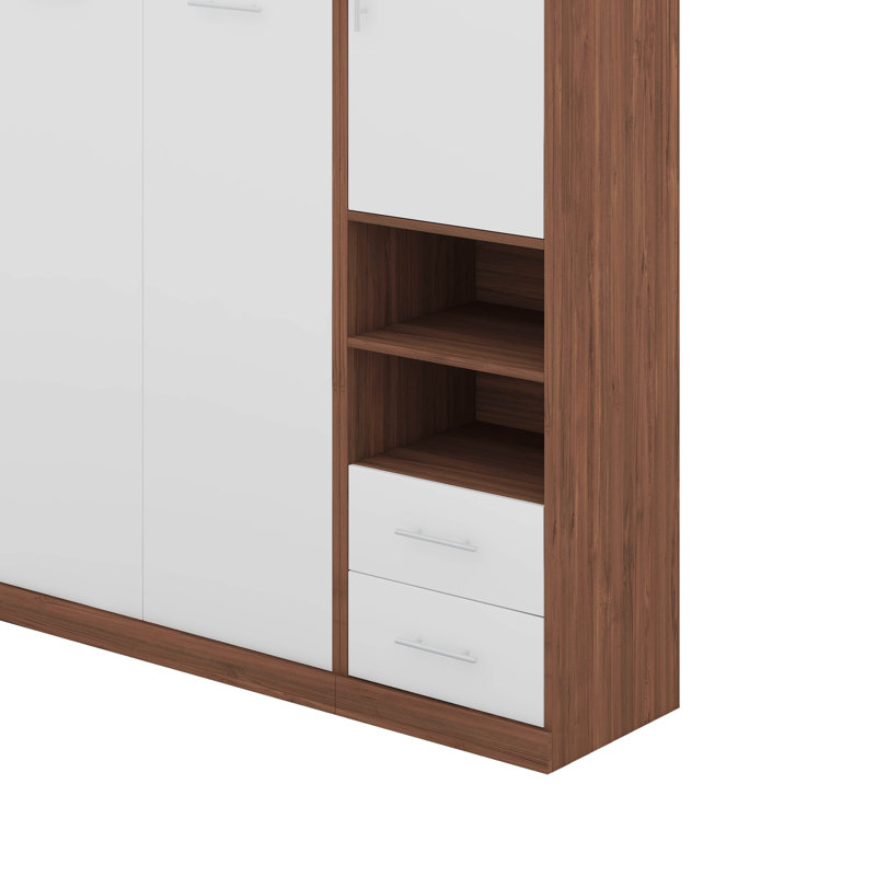 Lit escamotable simple avec armoire, Lit simple, Blanc