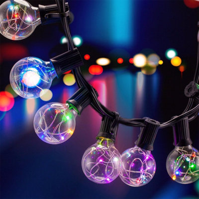 30 ft 30-Bulb Colour Changing Outdoor Globe String Lights Shatterproof, Low-Voltage LED Party Patio Lighting