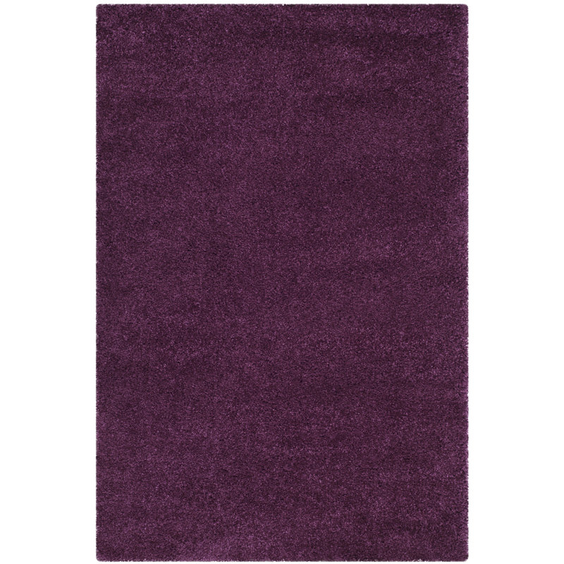 Tapis performance à poil long de couleur unie Vandoren, Purple, Rectangle 5 pi 3 po x 7 pi 6 po