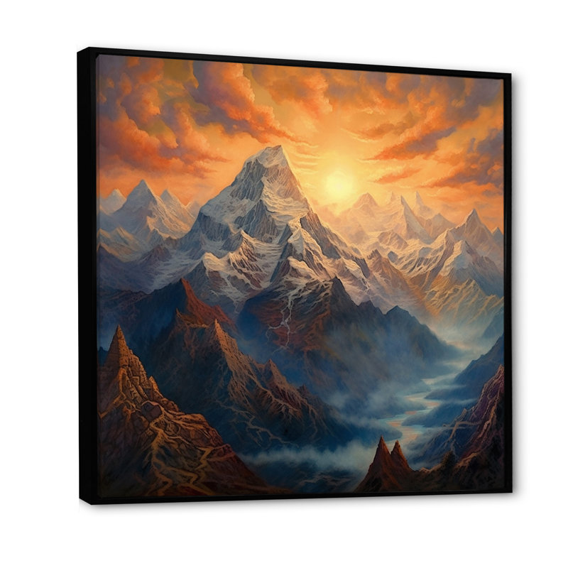 Mystical Glorious Mountain, 36" H x 36" W, Cadre flottant noir