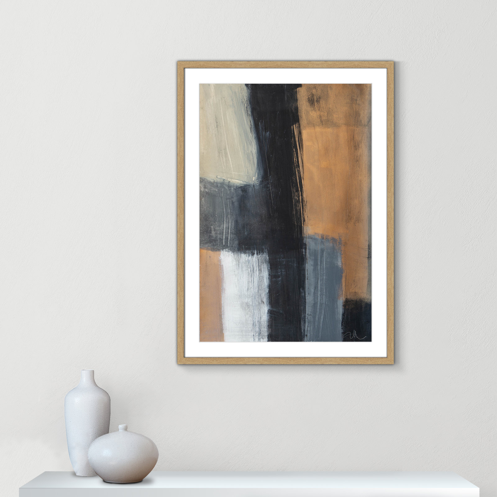 Metallic Slate II by Casa Fine Arts, Natural Woodgrain Picture Framed, 35.5" H x 25.5" W x 1.25" D