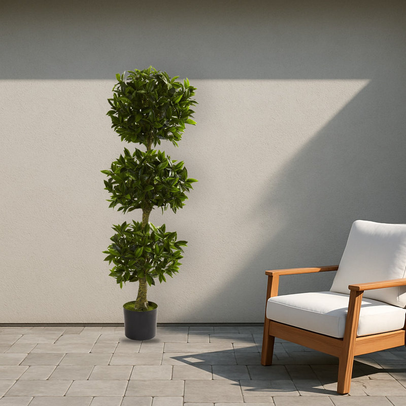 Triple Bay Leaf Topiary Artificial Tree