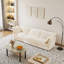 Canapé 3 places en velours côtelé crème - Siège profond, accoudoirs et coussins moelleux, meubles de salon confortables pour appartements-129023730