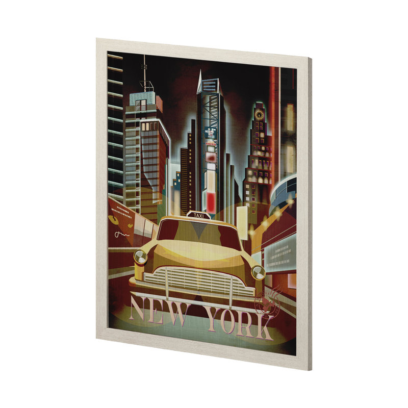 «New York State Go Night» par Simone, reproduction d'art encadrée sous verre, H 43 po x l 33 po x P 1,5 po, Sans mat