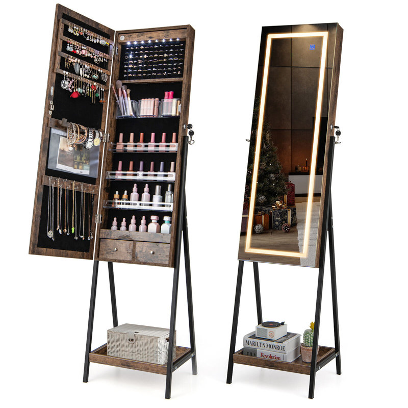 Rickyia Freestanding Jewelry Armoire, Brown