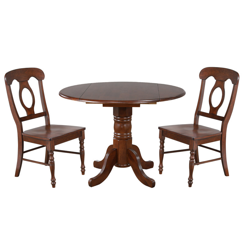 Ensemble de salle à manger en bois massif 3 pièces drop leaf Azizi, Châtaignier