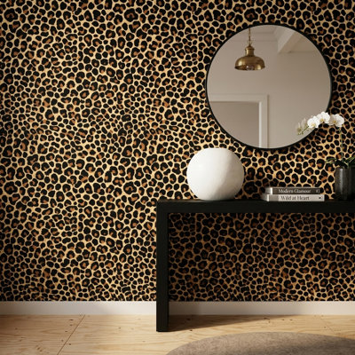 Papier peint imprimé léopard motif animalier moderne Glam