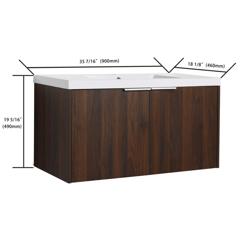 Ensemble de meuble-lavabo mural simple 30 po, Noyer de Californie
