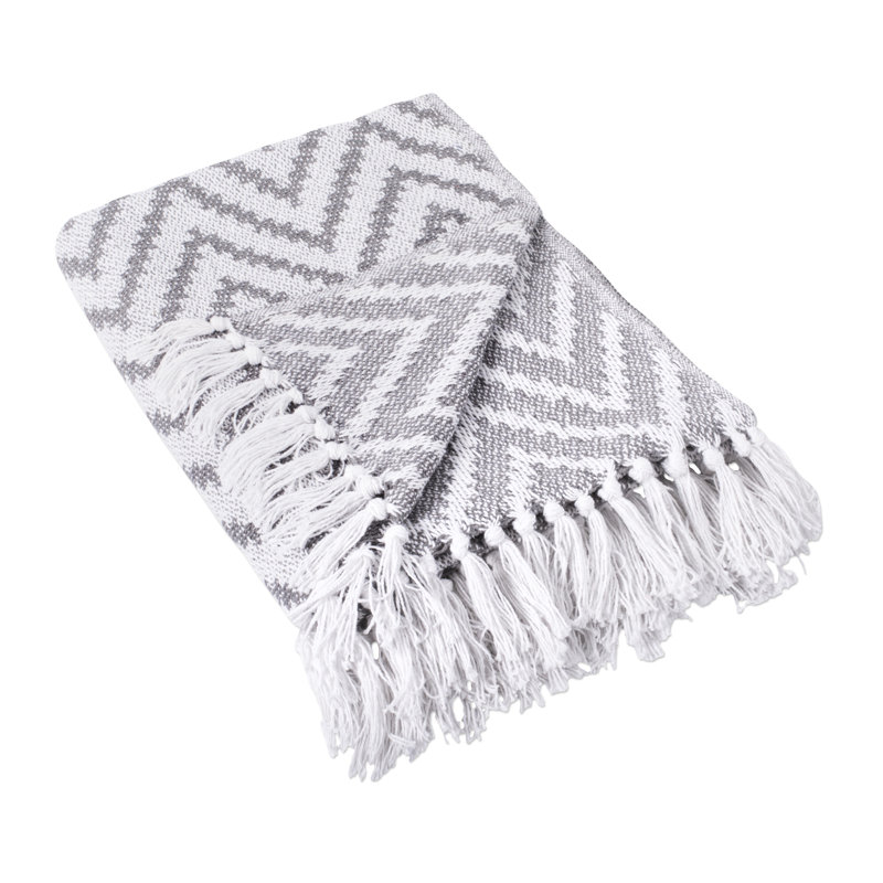  Jeté en coton à chevrons, Gris