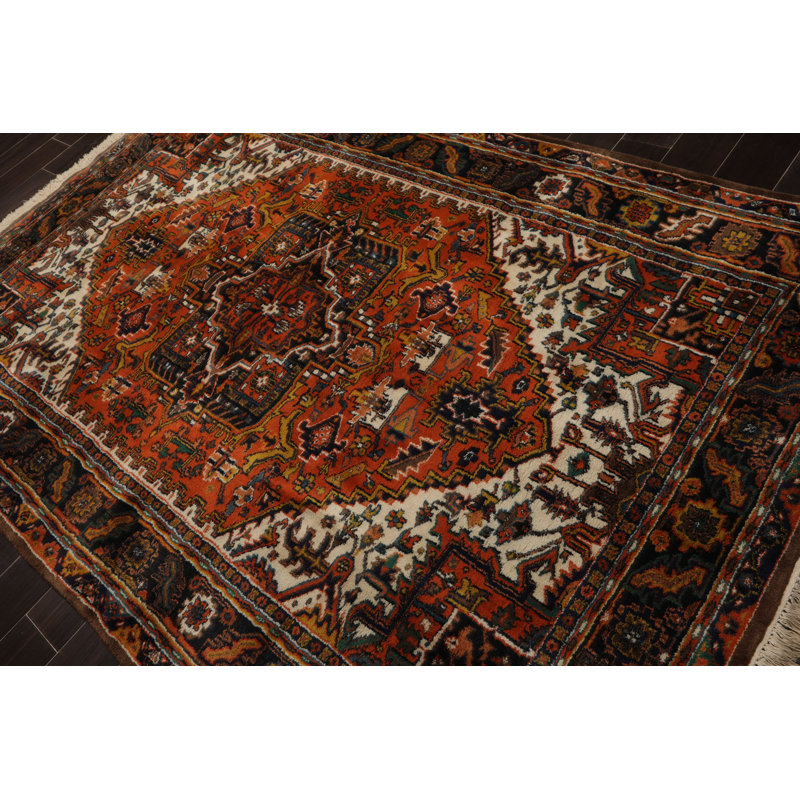 Tapis orange en laine noué à la main 6 x 9 Herrija