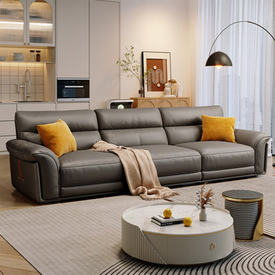 Dark gray Genuine Leather Modular Sofa cushion couch
