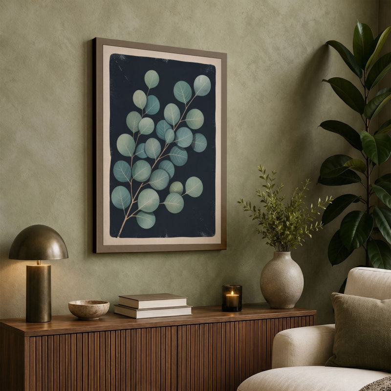 Eucalyptus Study Botanical - Wrapped Canvas, 18x12 - 45.7 x 30.5 cm, Black Border
