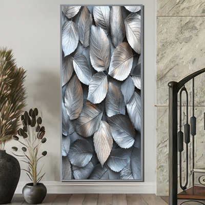 Copper Silver Pewter Leaves III - Leaves Wall Art for Living Room