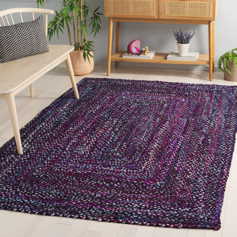 Braided Hand Woven Cotton Solid Color Indoor Rug, Rectangle 5' x 8'
