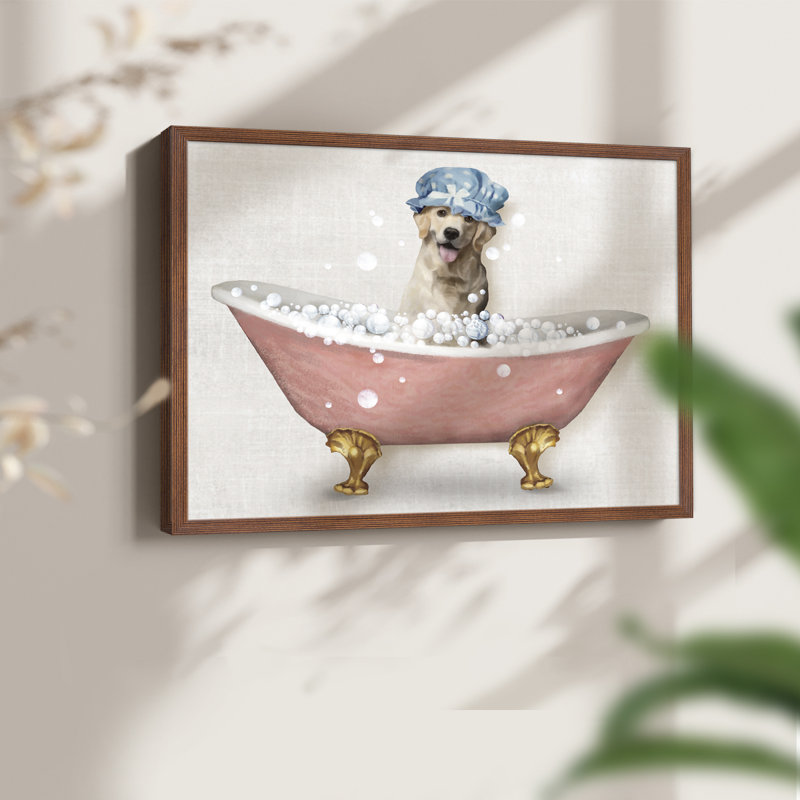 Bath Dogs III -Framed Print - Restickable, Noyer, H 22 po x l 28 po