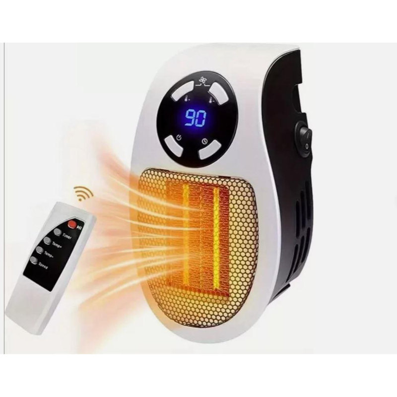 17 Stories Savir 400W 0 BTU Electric Compact Space Heater with Adjustable Thermostat and with Digital Display
