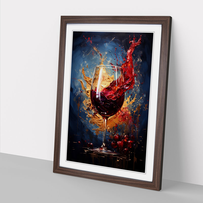 Wine Abstract - Framed Print, 46cm H x 34cm W x 2cm D, Walnut