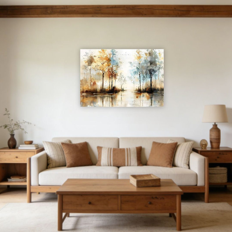Autumn Forest Reflection, art mural en bois à l'arrière, 36 x 24 po