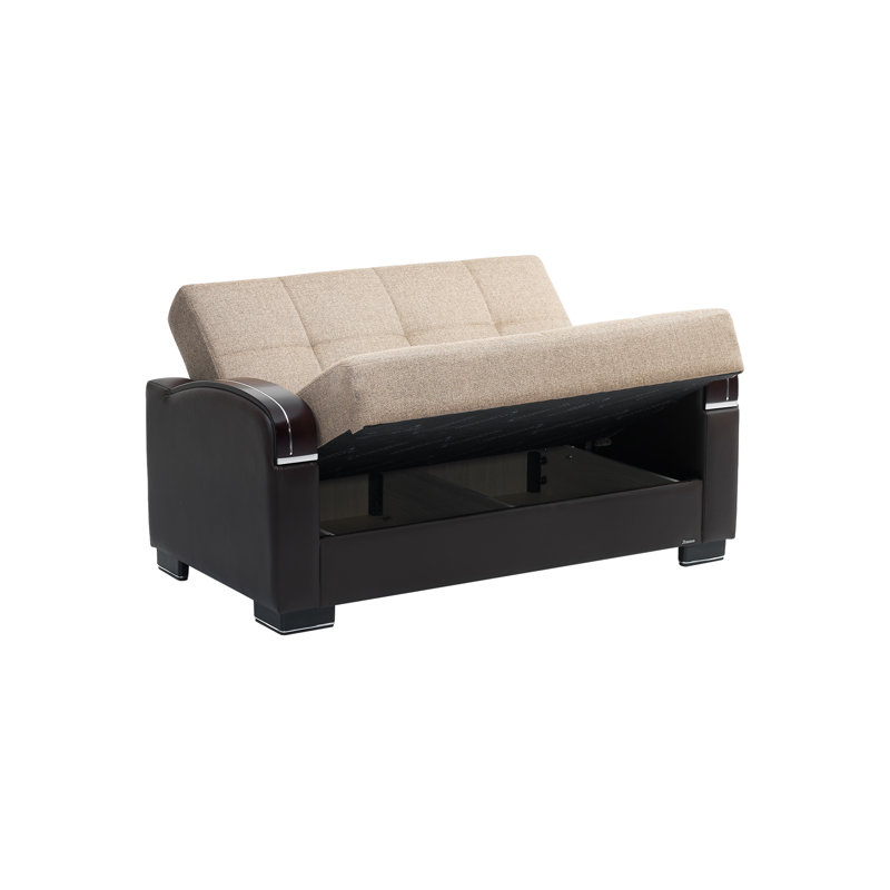 Norridge Mobi Max 65 in. Fabric Upholstered 2-Seater 3-in-1 Sleeper Loveseat Sofa Bed with Storage, Firm Seat Cushion, Brown