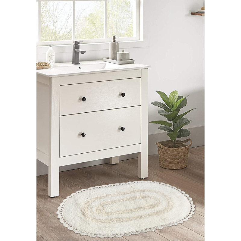 Tapis pour salle de bain Akiera Luna, Ivoire