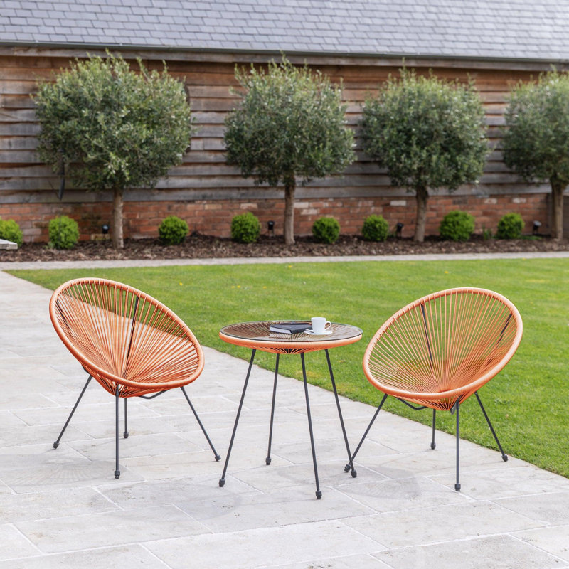 Flaxton String Bistro Set - 2 seater, Orange/Black