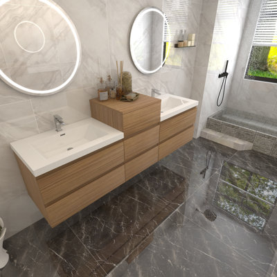 Moreno Bailey 90.5'' Double Bathroom Vanity with Acrylic Top